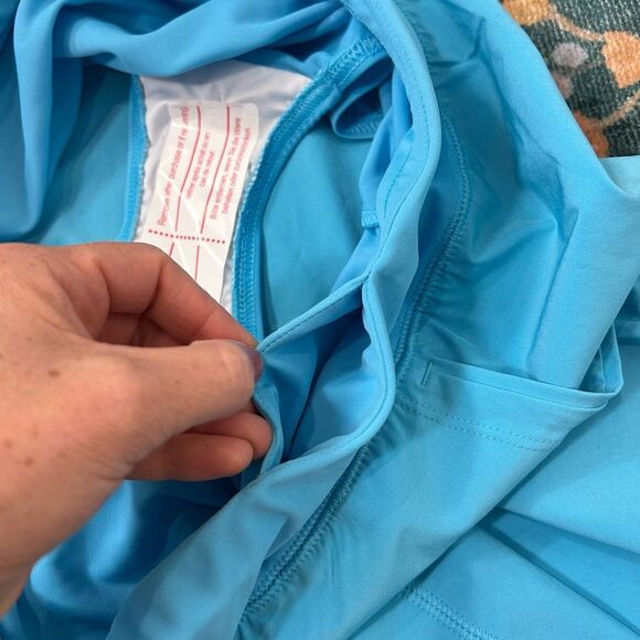 Lands End Women's 9" Board Shorts with Panty Blue Lined size 8 Bermuda Swim Long - Picture 14 of 16